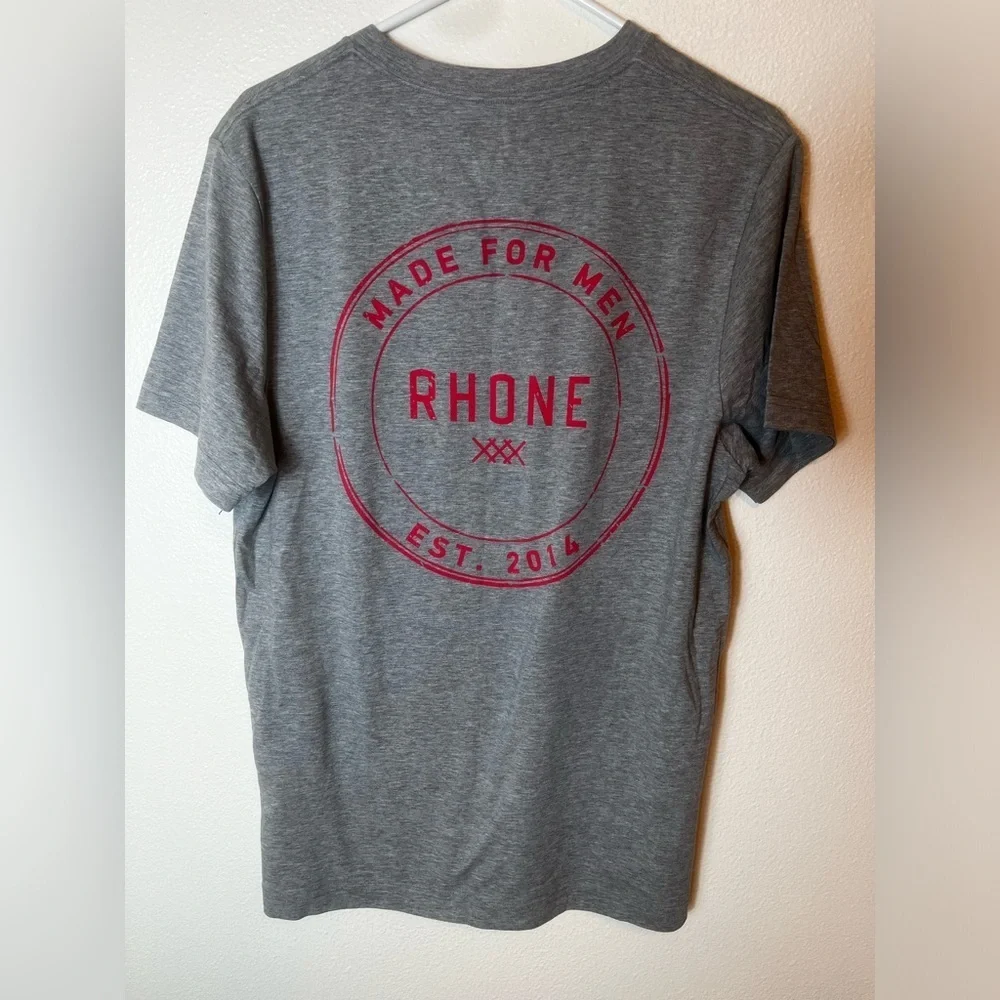 Rhone Mens Pima Cotton Blend Grey Tee Shirt Size L
